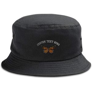 imageCustom Bucket Apparel Hat Monarch Butterfly Embroidery Hats for Men ampamp WomenBlack Personalized Text Here