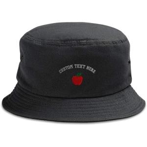 imageCustom Bucket Apparel Hat Red Apple Embroidery Cotton Hats for Men ampamp WomenBlack Personalized Text Here