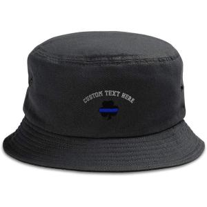 imageCustom Bucket Apparel Hat Thin Blue Line Clover Flag Embroidery for Men ampamp WomenBlack Personalized Text Here
