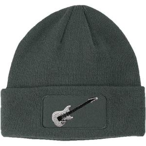 imageCustom Patch Beanie Electric Guitar White Embroidery AcrylicDark Grey