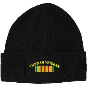 imageCustom Patch Beanie Vietnam Veteran Flag Embroidery AcrylicBlack
