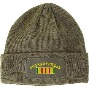 imageCustom Patch Beanie Vietnam Veteran Flag Embroidery AcrylicOlive Green
