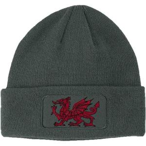 imageCustom Patch Beanie Wales Flag Dragon Seal Embroidery AcrylicDark Grey
