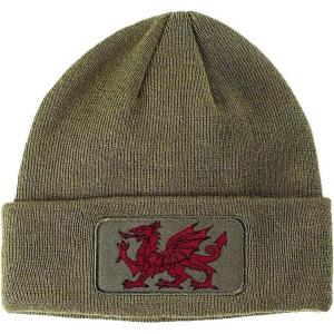 imageCustom Patch Beanie Wales Flag Dragon Seal Embroidery AcrylicOlive Green