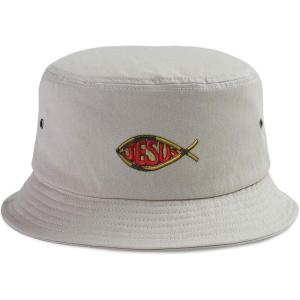 imageCustom Bucket Apparel Hat Jesus Christ Fish Symbol Embroidery for Men ampamp WomenKhaki Design Only