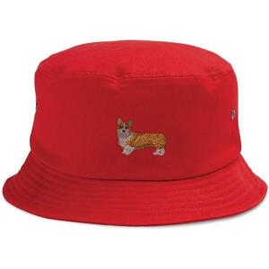 imageCustom Bucket Apparel Hat Pembroke Welsh Corgi Dog B Embroidery for Men ampamp WomenRed Design Only