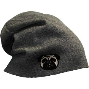 imageSlouchy Beanie for Men Pug Face Silhouette Embroidery Acrylic Women Skull CapDark Grey