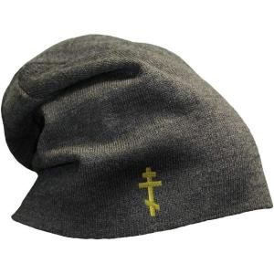 imageSlouchy Beanie for Men Russian Orthodox Cross Embroidery Acrylic Women Skull CapDark Grey