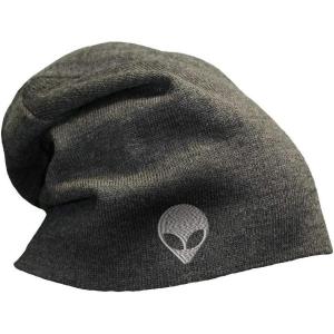 imageSpeedy Pros Slouchy Beanie for Men Silver Alien Face Embroidery Winter Hats Women Skull CapDark Grey