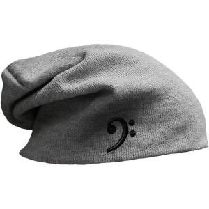 imageSlouchy Beanie for Men Black Bass Clef Black Embroidery Cotton Women Skull CapLight Grey