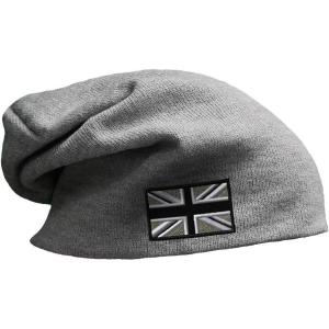 imageSlouchy Beanie for Men British Flag B Blackwhite Embroidery Women Skull CapLight Grey