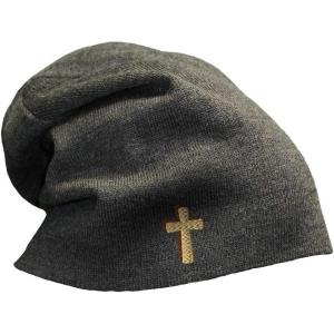 imageSlouchy Beanie for Men Cone Cross Shadow Style A Embroidery Women Skull CapDark Grey