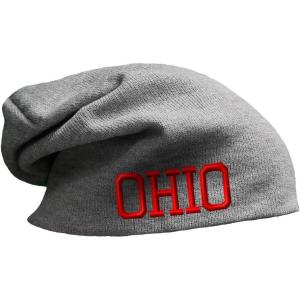 imageSlouchy Beanie for Men Ohio State USA America B Embroidery Women Skull CapLight Grey