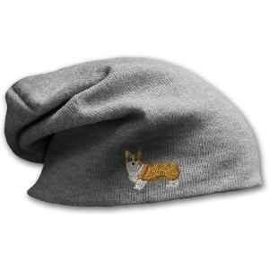 imageSlouchy Beanie for Men Pembroke Welsh Corgi Dog B Embroidery Women Skull CapLight Grey