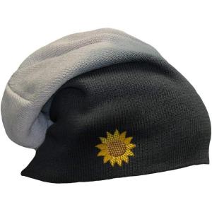 imageSlouchy Beanie for Men Sunflower B Embroidery Winter Hats Cotton Women Skull CapBlack Grey
