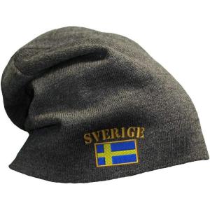 imageSlouchy Beanie for Men Sweden Sverige Flag Embroidery Acrylic Women Skull CapDark Grey