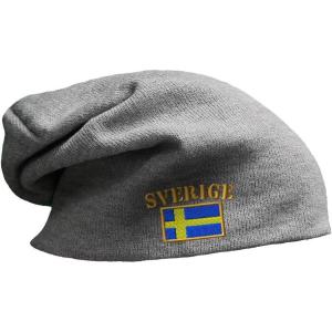 imageSlouchy Beanie for Men Sweden Sverige Flag Embroidery Acrylic Women Skull CapLight Grey