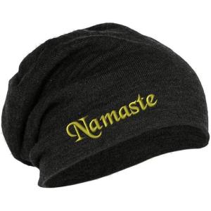 imageSpeedy Pros Namaste Embroidered Unisex Adult Acrylic Slouch Beanie Winter Hat  Dark Grey One Size
