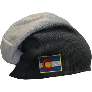 imageSpeedy Pros Slouchy Beanie for Men Colorado Flag State Embroidery Cotton Women Skull CapBlack Grey