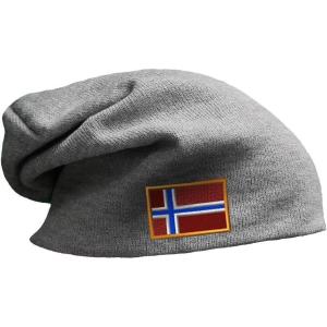 imageSpeedy Pros Slouchy Beanie for Men Norway Embroidery Winter Hats Cotton Women Skull CapLight Grey