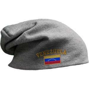 imageSpeedy Pros Slouchy Beanie for Men Venezuela Flag Embroidery Winter Hats Women Skull CapLight Grey