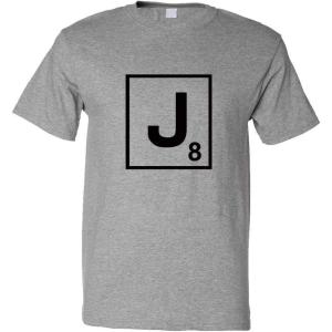imageCustom Graphic T Shirts for Men J Scrabble Initial Monogram Letter J CottonOxford Grey Design Only