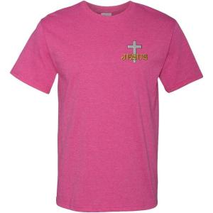 imageFunny Graphic T Shirts for Men Christian Cross Jesus Cotton TopHot Pink