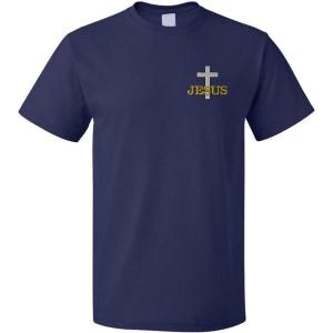 imageFunny Graphic T Shirts for Men Christian Cross Jesus Cotton TopNavy