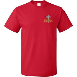 imageFunny Graphic T Shirts for Men Christian Cross Jesus Cotton TopRed