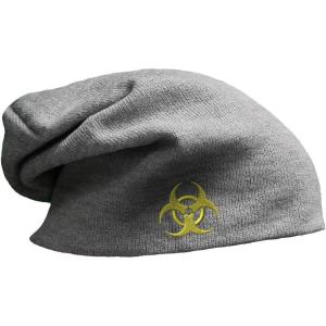 imageSpeedy Pros Slouchy Beanie for Men Bio Hazard Embroidery Winter Hats Cotton Women Skull CapLight Grey