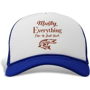 imageTrucker Hat Musky Every Thing Else is Just Bait Polyester Baseball Mesh Cap Snaps Royal Blue One Size
