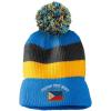 imageVintage Pom Pom Beanie Philippines Embroidery Winter Hats Acrylic 1 SizeLight Blue Stripes