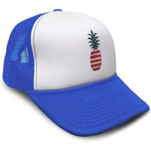 imageSpeedy Pros Trucker Hat Pineapple American Flag Hospitality Polyester AdjustableRoyal Blue