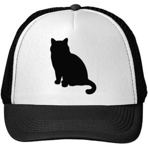 imageTrucker Hat British Shorthair Cat Silhouette 1 Polyester Baseball Mesh Cap Snaps BlackBlack One Size