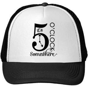 imageTrucker Hat Its 5 OClock Somewhere Polyester Baseball Mesh Cap Snaps BlackBlack One Size
