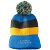 imageCookie Monster Embroidered Unisex Adult Acrylic Vintage Striped Removable Pom Pom Beanie Winter Hat  BlueBlackYellow Stripes One Size