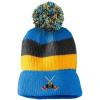imageCustom Vintage Pom Pom Beanie Sport Curling Gear Logo Embroidery AcrylicLight Blue Stripes