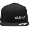 imageSnapback Flat Bill Left Side Panel Aloha Sky White Hibiscus Embroidery AcrylicBlack