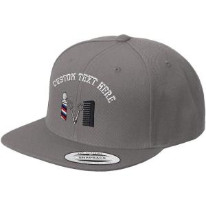 imageCustom Snapback Hats for Men ampamp Women Barber Logo Embroidery AcrylicDark Grey Personalized Text Here