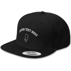 imageCustom Snapback Hats for Men ampamp Women New Jersey State Map Nj Embroidery AcrylicBlack Personalized Text Here