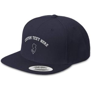 imageCustom Snapback Hats for Men ampamp Women New Jersey State Map Nj Embroidery AcrylicNavy Personalized Text Here
