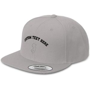 imageCustom Snapback Hats for Men ampamp Women New Jersey State Map Nj Embroidery AcrylicSilver Personalized Text Here