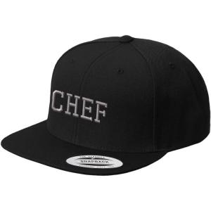 imageSilver Letters Chef Embroidered Flat Visor Snapback Hat Black