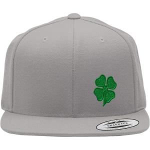 imageSnapback Flat Bill Left Side Panel 4 Leaf Clover Embroidery Hats for Men ampamp WomenSilver