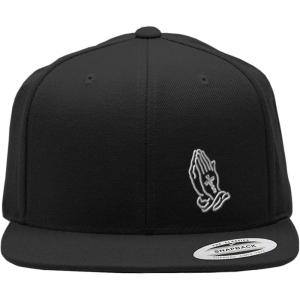 imageSnapback Flat Bill Left Side Panel Christian Hands Praying B Embroidery AcrylicBlack