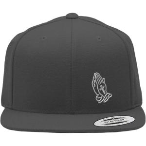 imageSnapback Flat Bill Left Side Panel Christian Hands Praying B Embroidery AcrylicDark Grey
