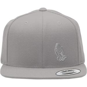 imageSnapback Flat Bill Left Side Panel Christian Hands Praying B Embroidery AcrylicSilver