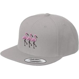 imageSpeedy Pros Pink Flamingos Embroidered Flat Visor Snapback HatSilver