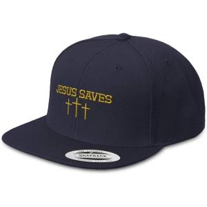 imageSpeedy Pros Snapback Hats for Men ampamp Women Jesus Saves Gold Embroidery Flat Bill Baseball CapNavy