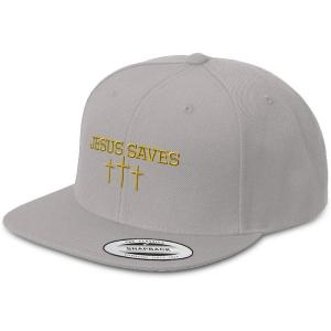 imageSpeedy Pros Snapback Hats for Men ampamp Women Jesus Saves Gold Embroidery Flat Bill Baseball CapSilver